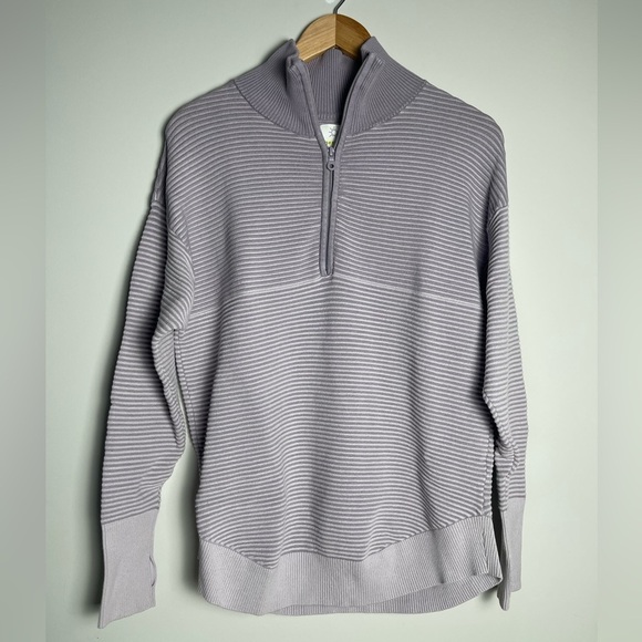 Aerie | Purple Ribbed Quarter Zip Pullover - Picture 1 of 3